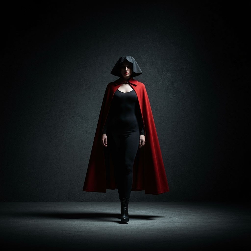 Woman in Red Cloak with Umbrella: 3D Shading