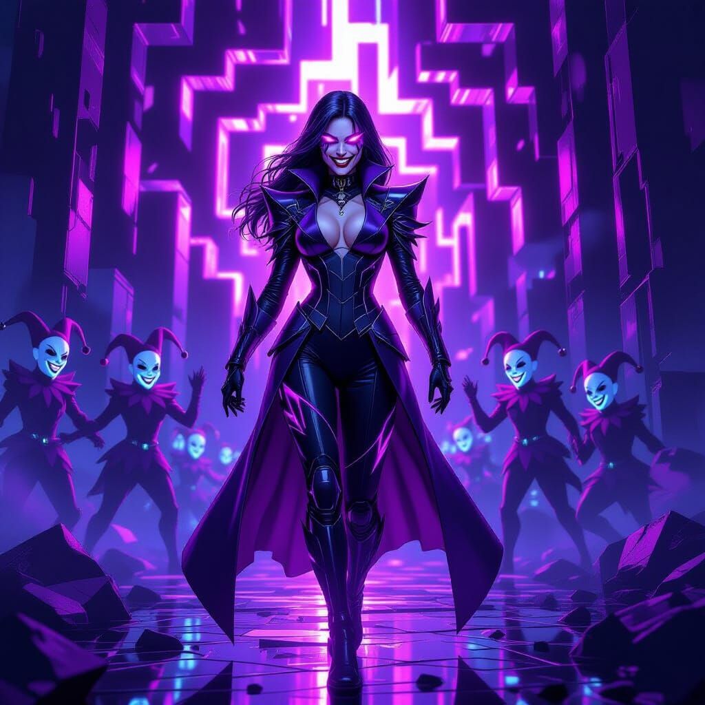 Female Supervillain in Shattered Mirror Labyrinth