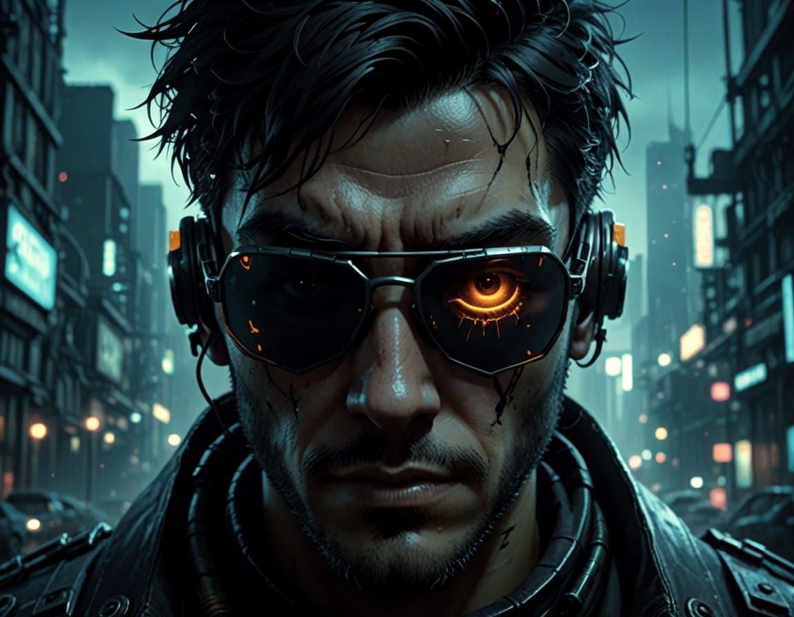 Cyberpunk Dystopian Rebel in Neon Hues