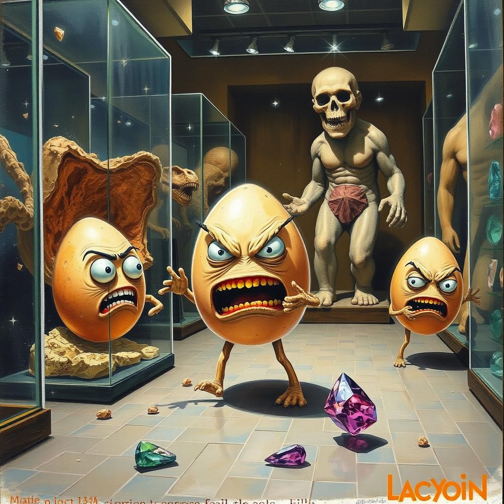 Surreal Angry Eggs Wreak Havoc in Museum