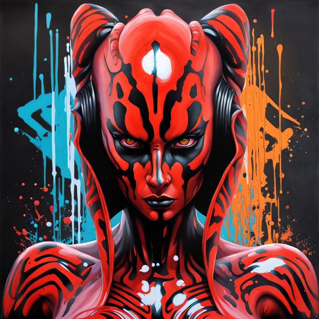Darth Talon Bust in Graffiti Splash Art Style