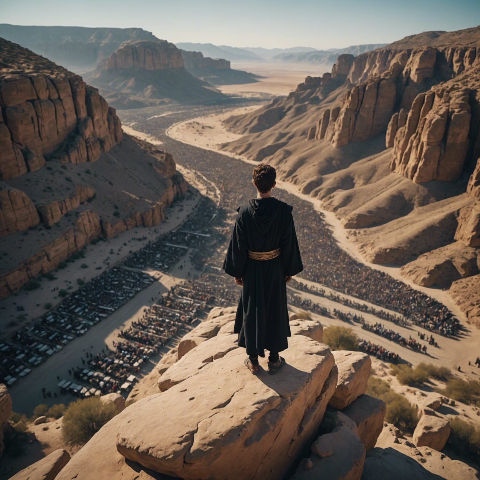 Dramatic Desert Scene with Boy in Robes