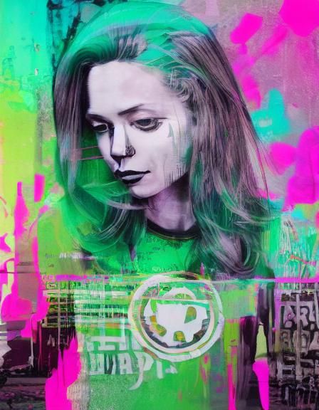 Hyperreal Double Exposure Girl with Fox