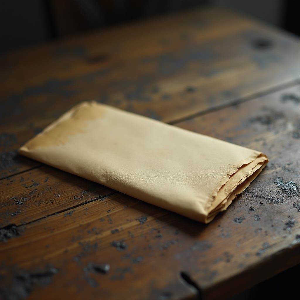 Vintage Envelope Waits on Weathered Wooden Table