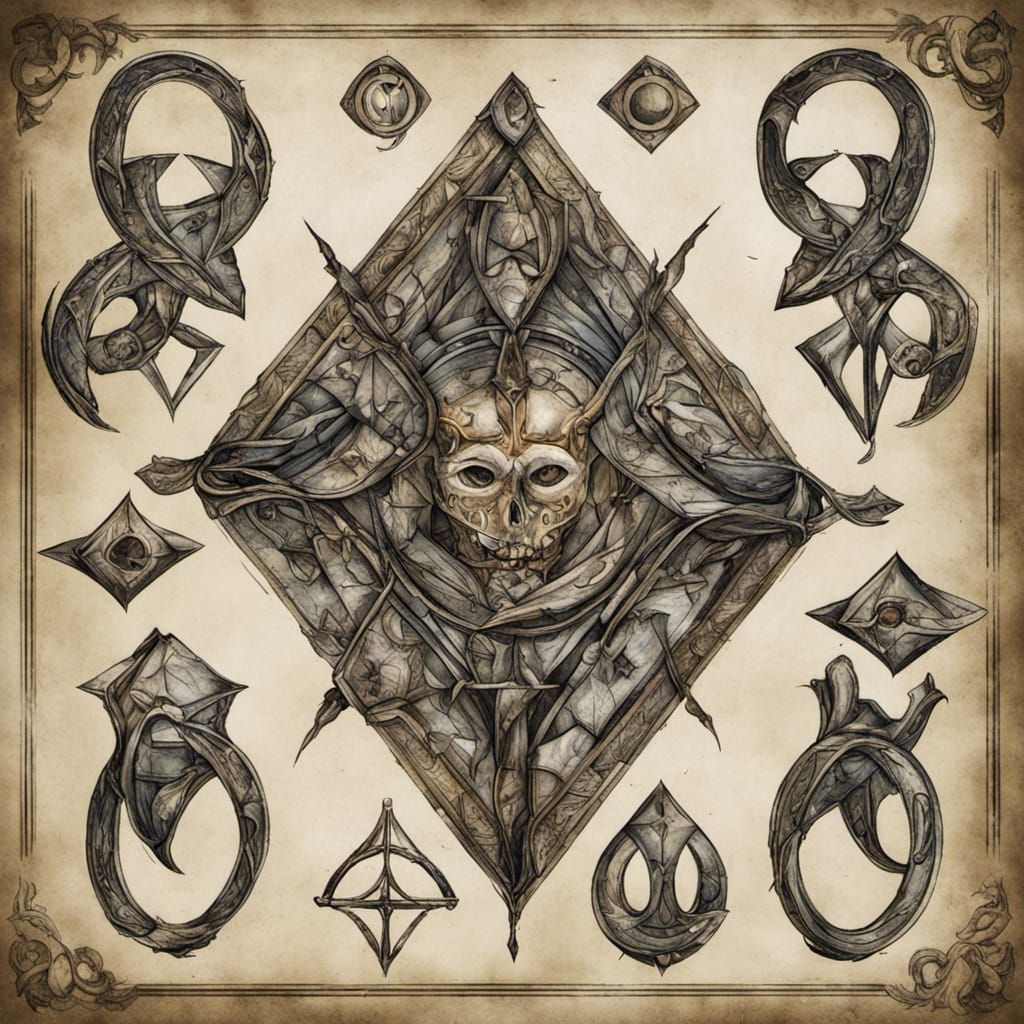 Detailed Occult Harlequin Symbol with Diamond Council