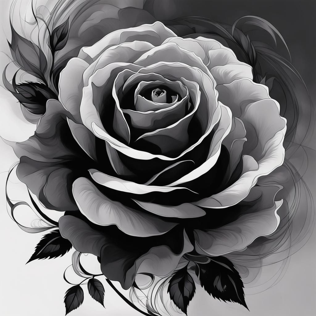 Ethereal Rose in Dark Filigree Sketch
