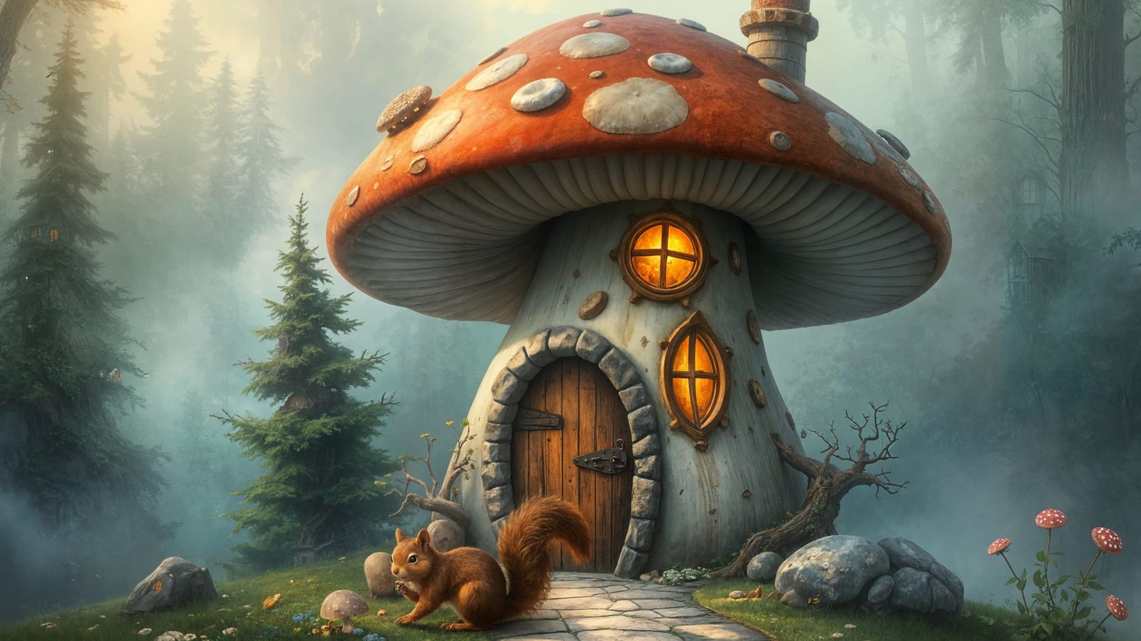 Whimsical Mushroom Abode in Ethereal Fantasy