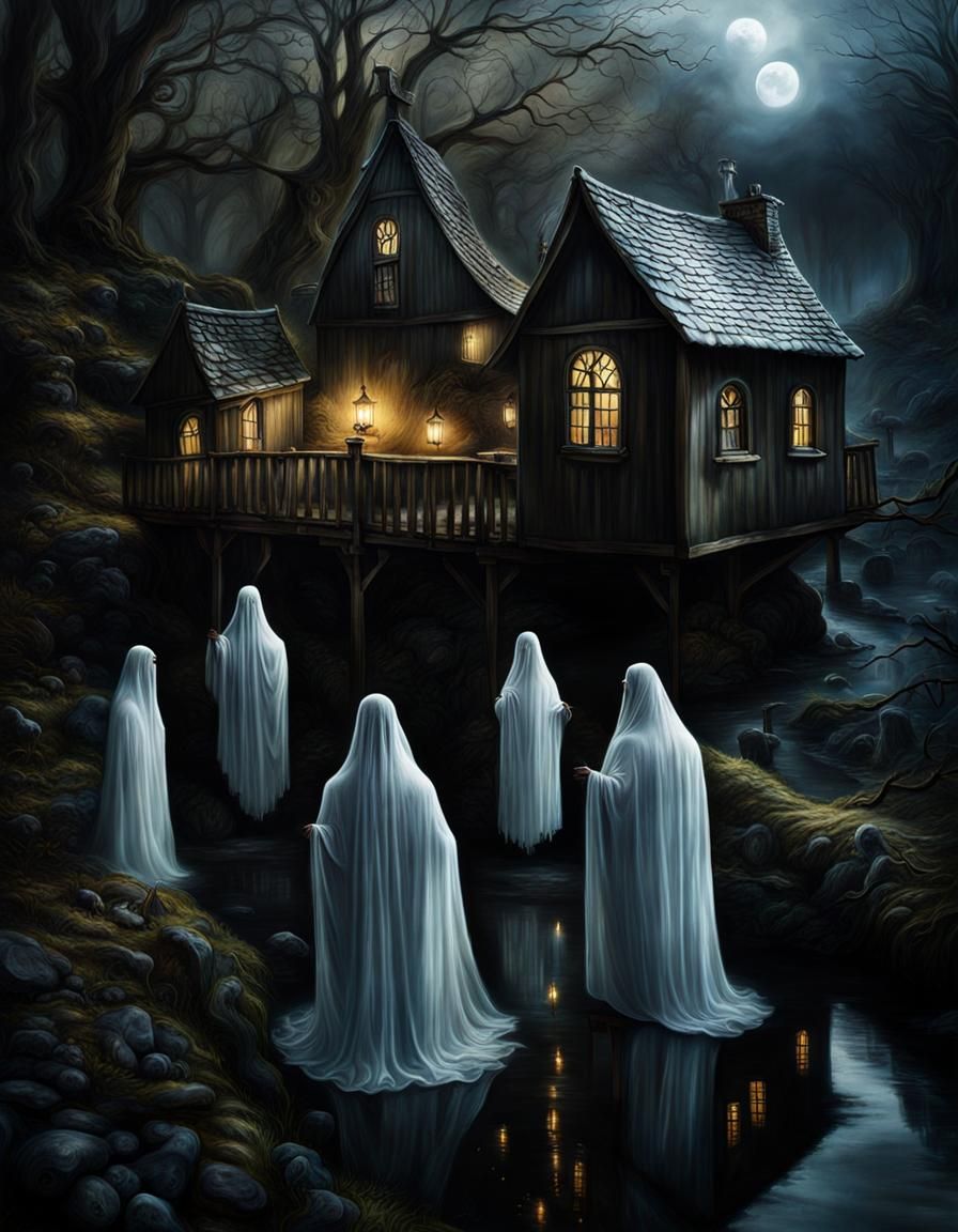 Ethereal Spirits in Enchanted Dark Village