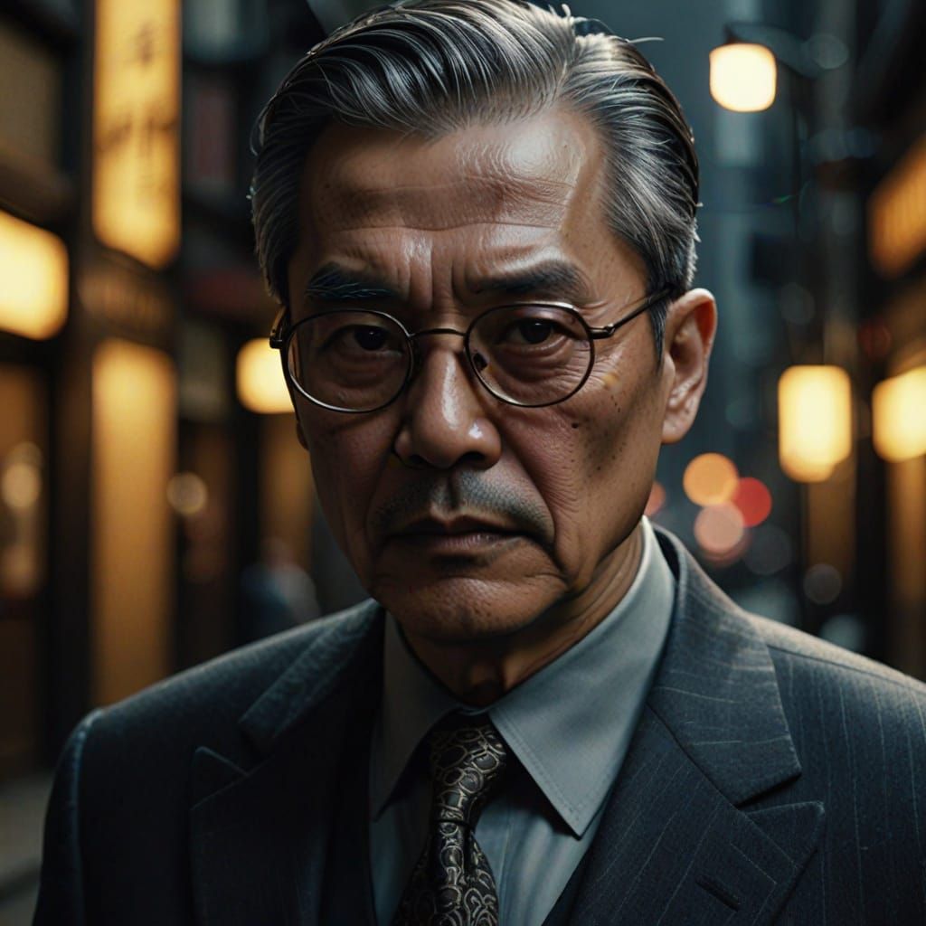 Menacing Portrait in Film Noir Style