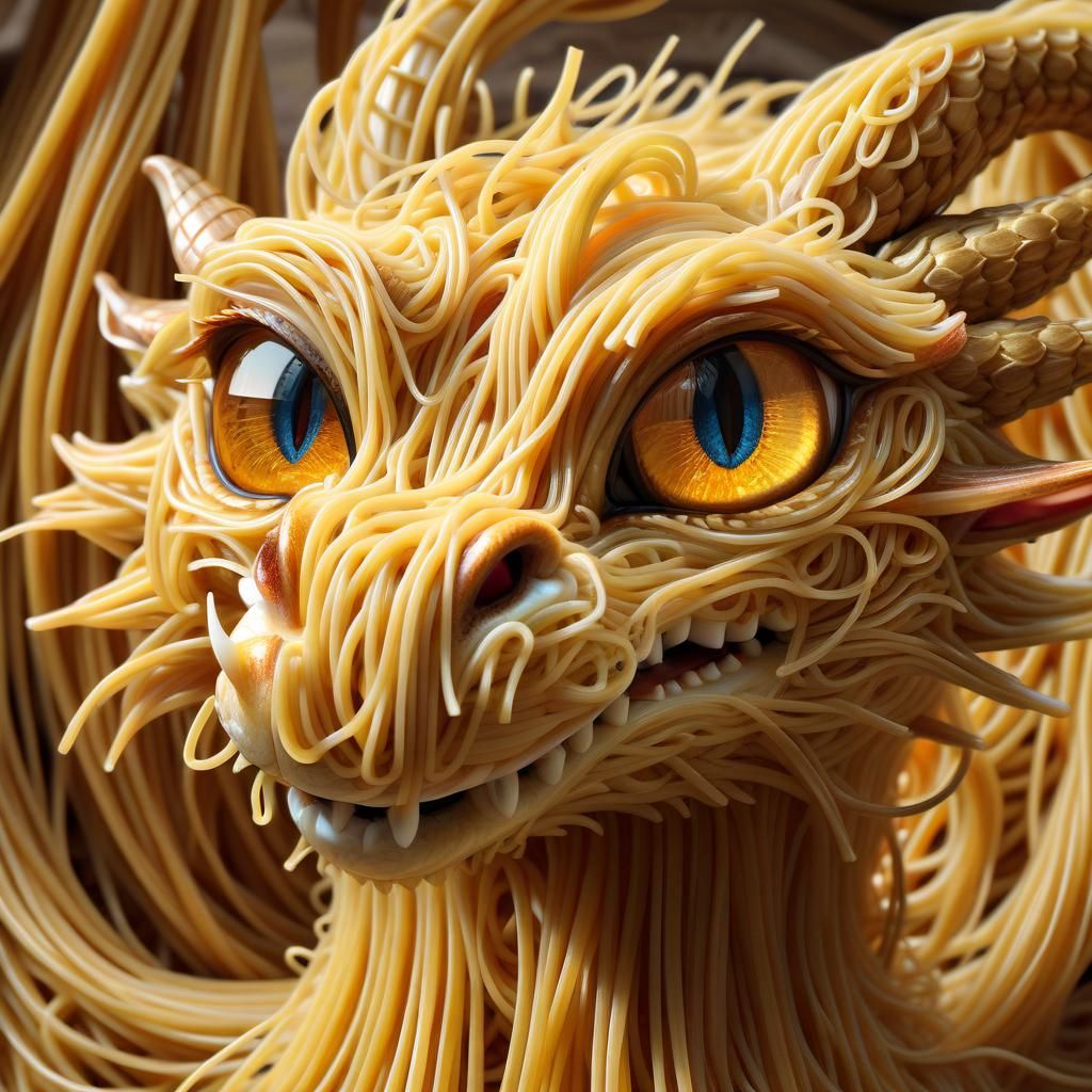 Adorable Spaghetti Dragon Portrait in Anime Style