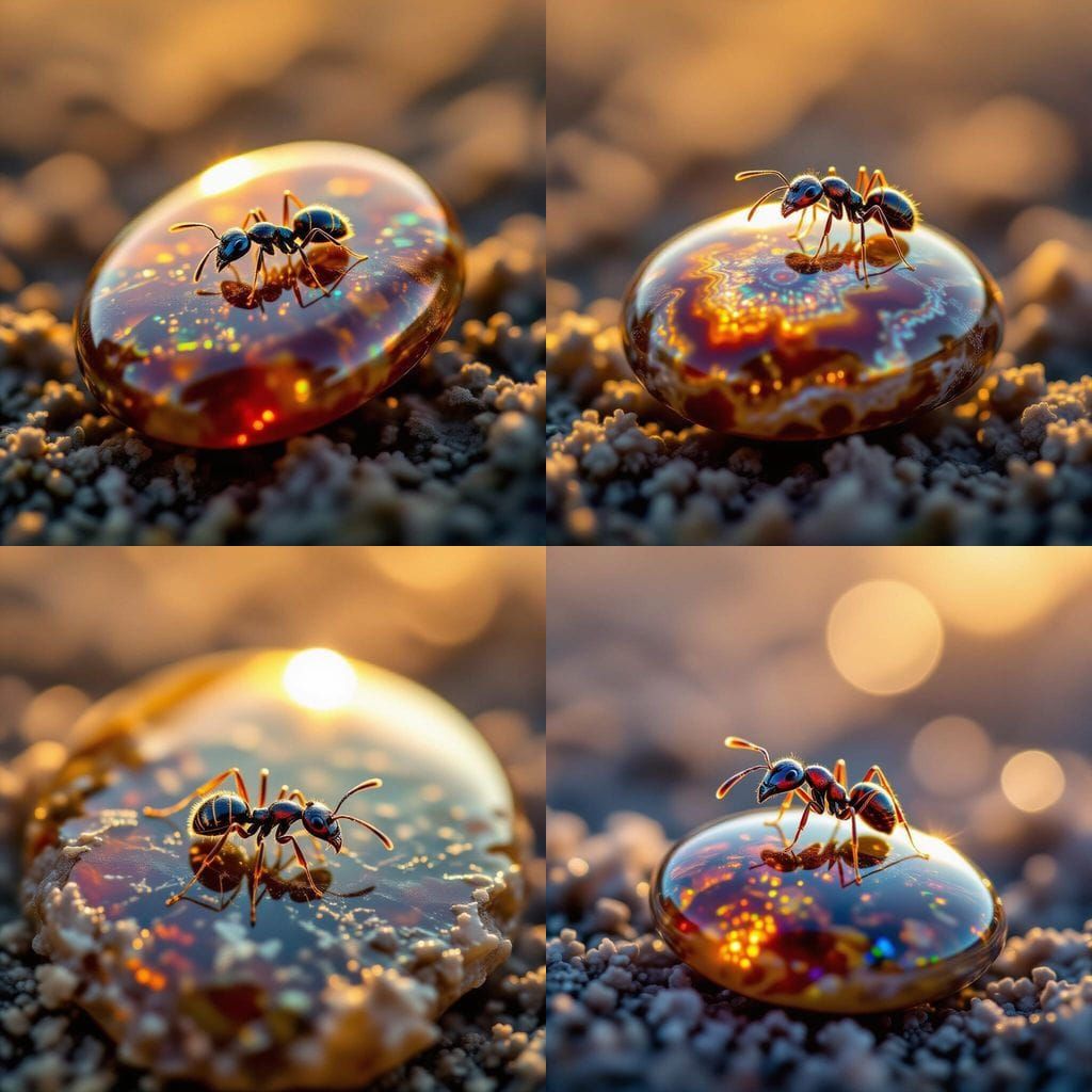 Ant on Fire Agate Macro Shot