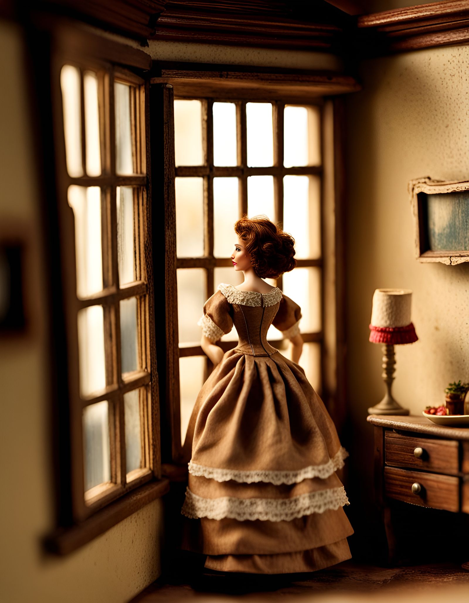 Eerie Dollhouse Bordello with Peering Eye