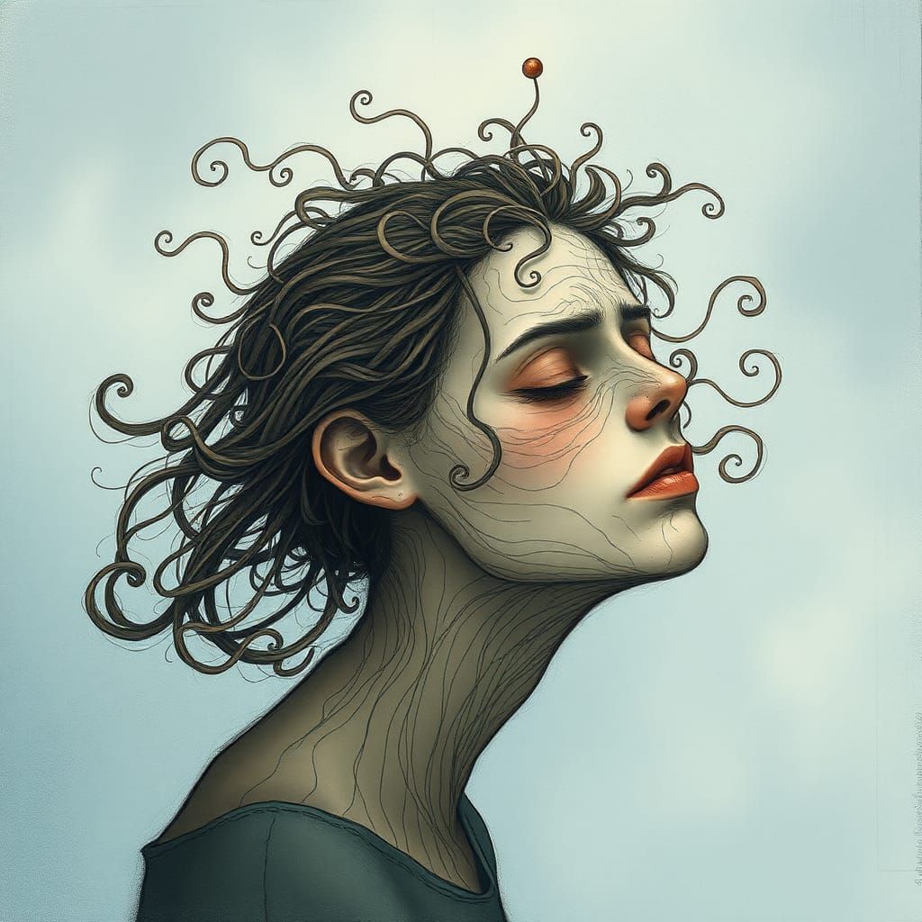 Anxiety Portrait in Dreamlike Style