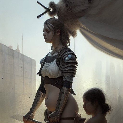 Nursing Warrior in Detailed Photorealistic Shelter