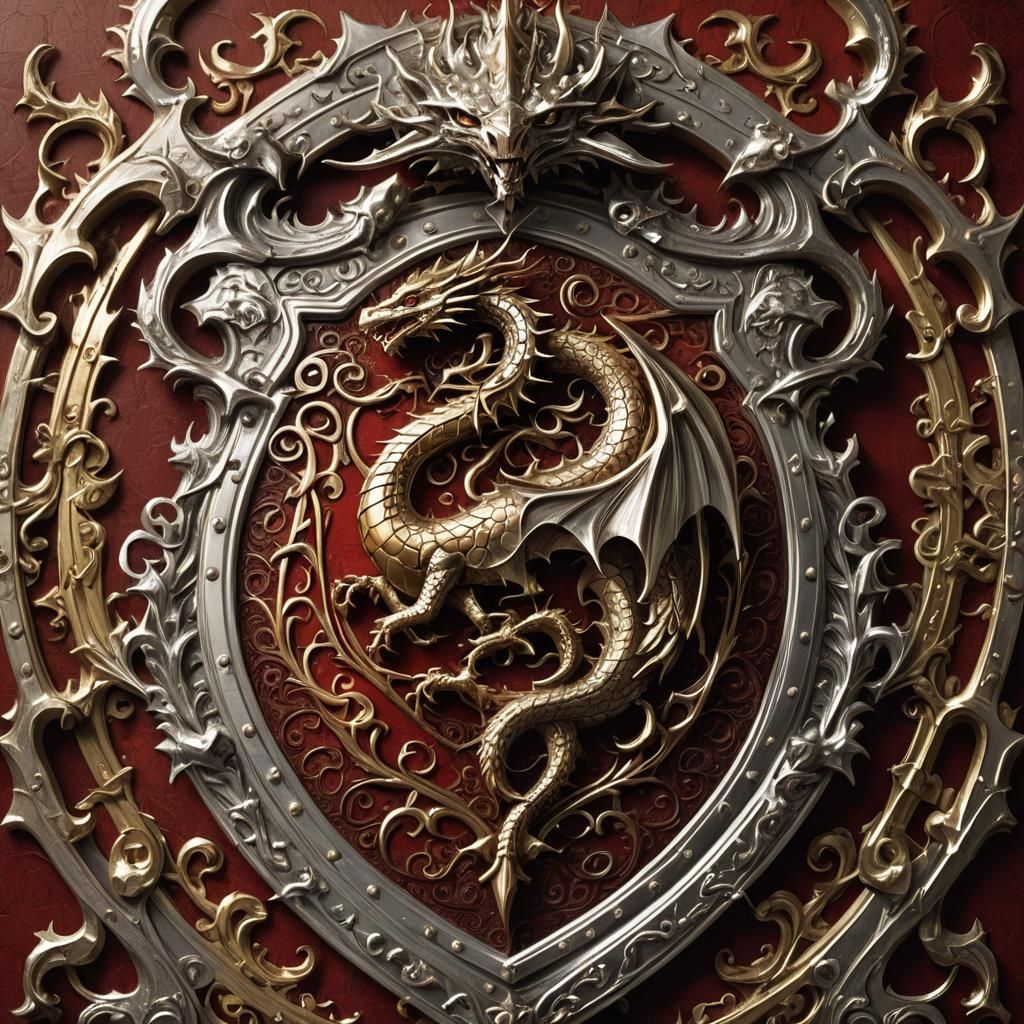 Gothic Dragon Heraldry with Golden Accents