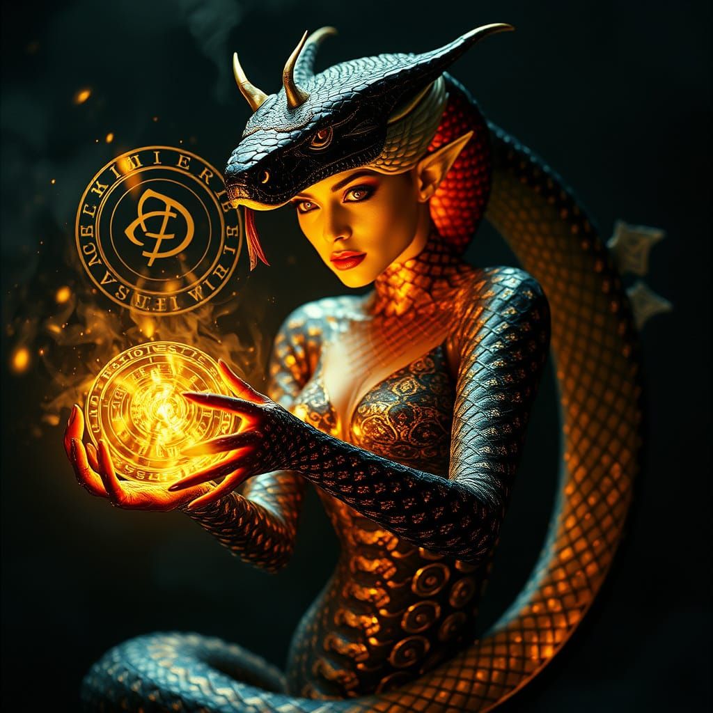 Mystical Serpentine Goddess Unveils Ancient Power