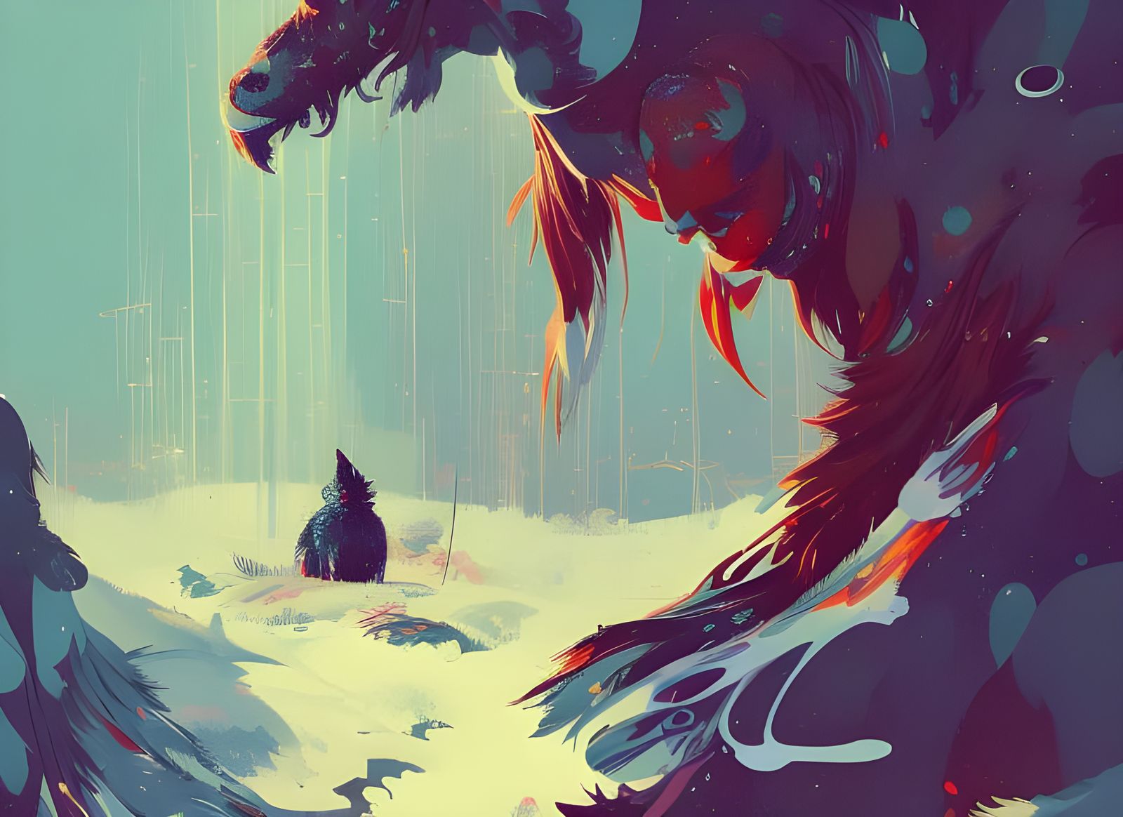 Winter Spirits in Composite Art Style