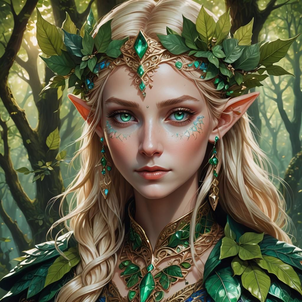 Blonde Elf Portrait in Ash Thorp's Digital Style