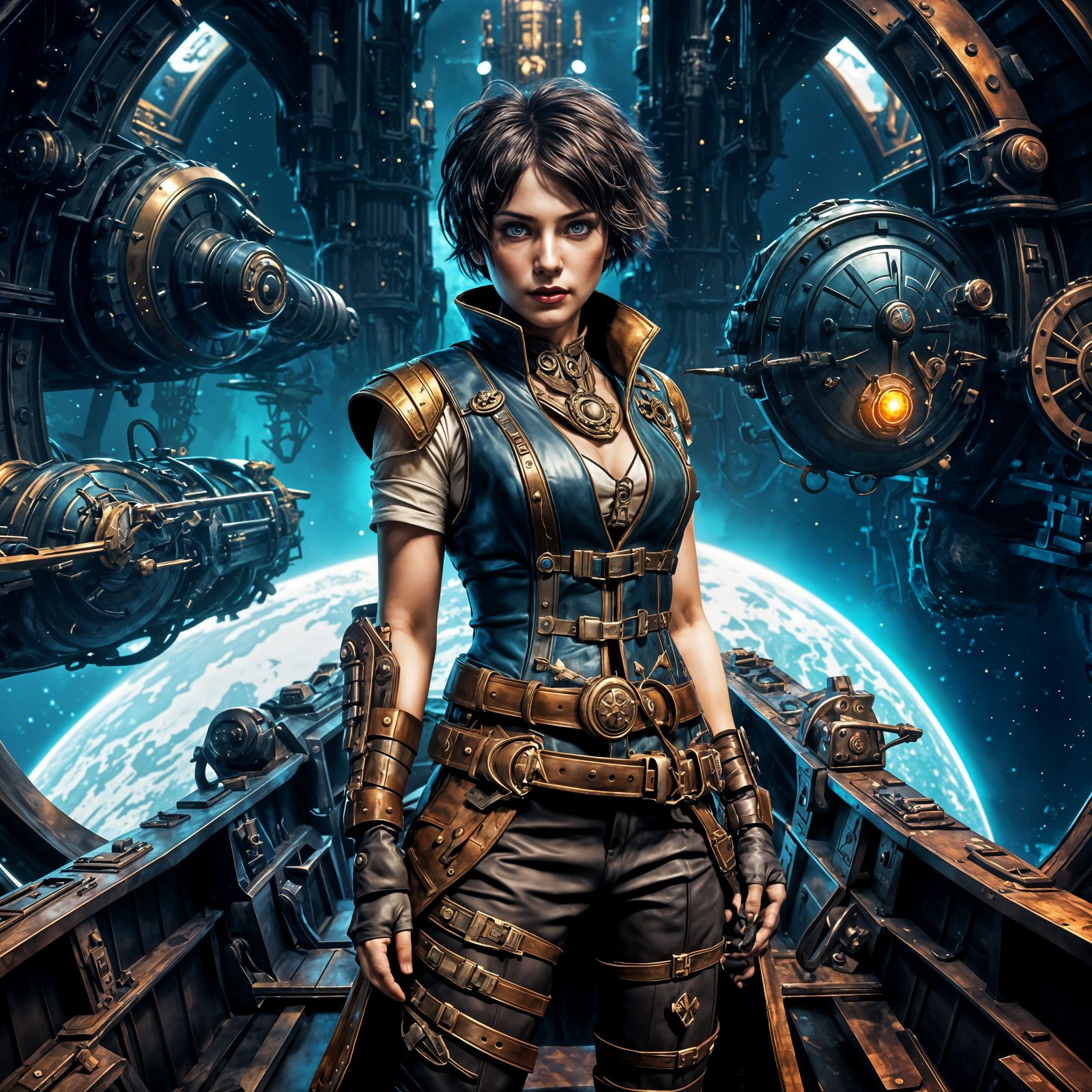 Stunning Steam Punk Space Rogue in Intricate Matte Painting