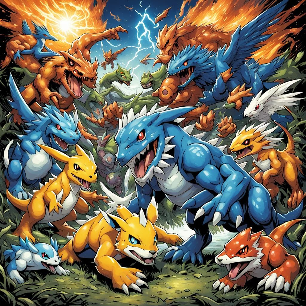 Pokemon and Digimon Comic Book Art