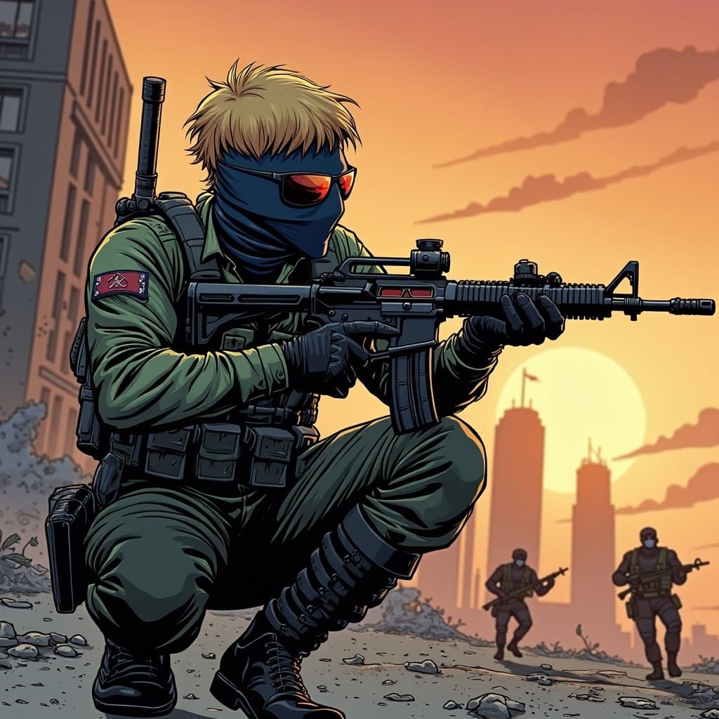 Lloyd Garmadon and Deadpool Fight Cyborgs in Ruined City