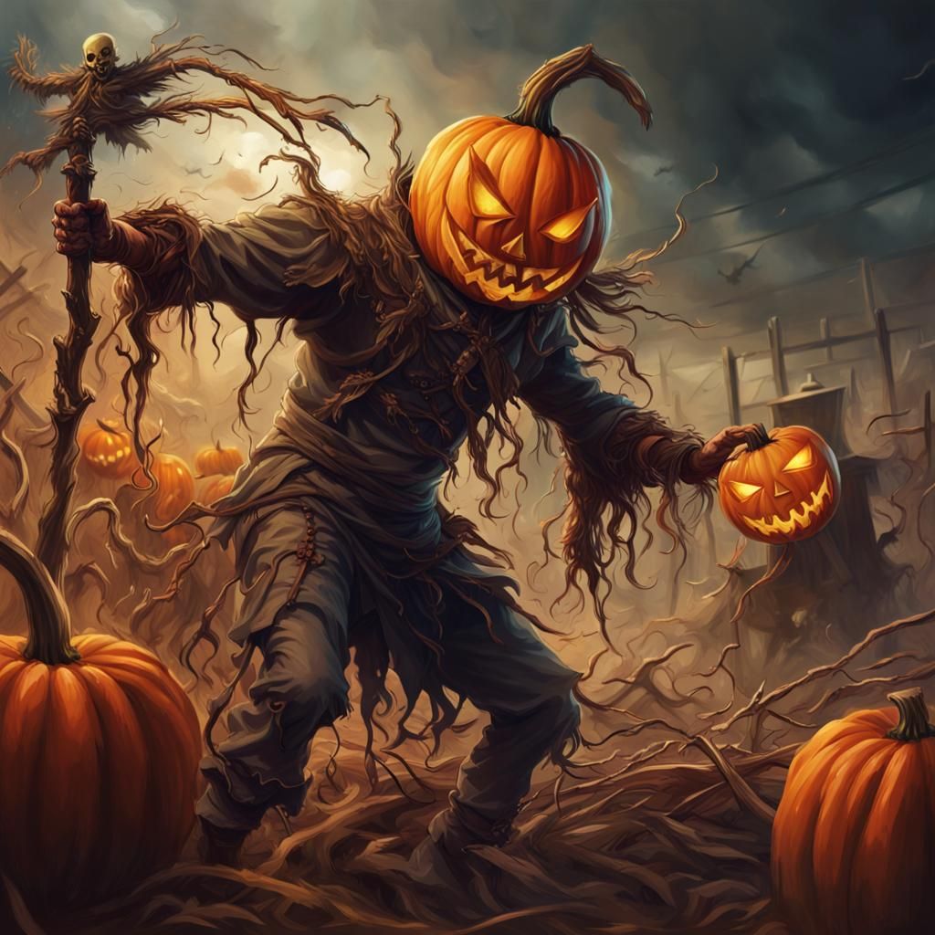 Evil Pumpkin Demon vs Scarecrow Battle