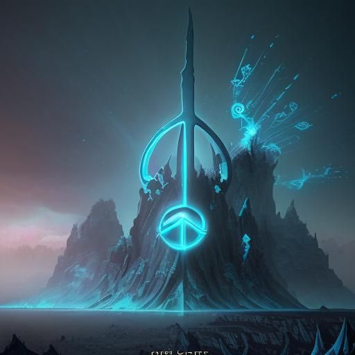 Cyan Peace Symbol Line Art: Detailed Digital Painting