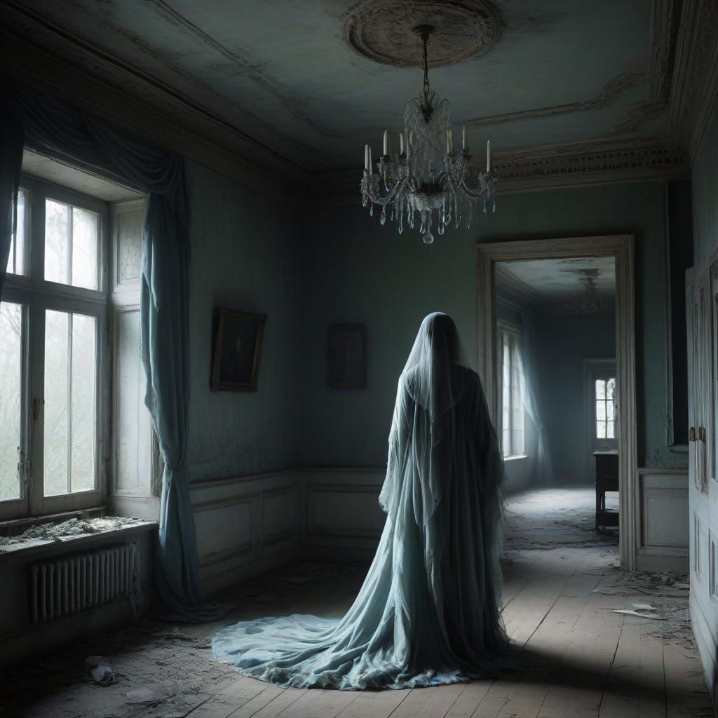 Ethereal Ghost in Abandoned Mansion