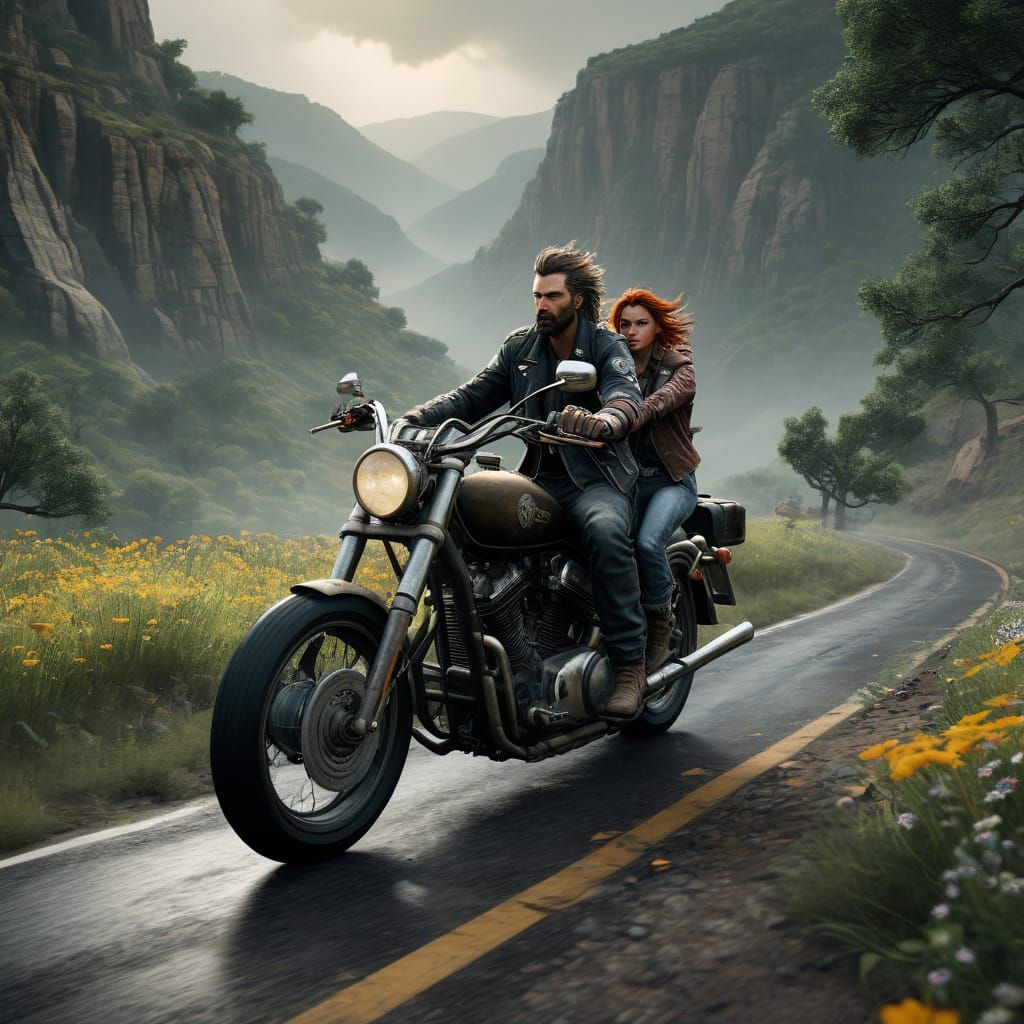 Ethereal Biker Couple Speeds Through Texas Hill Country