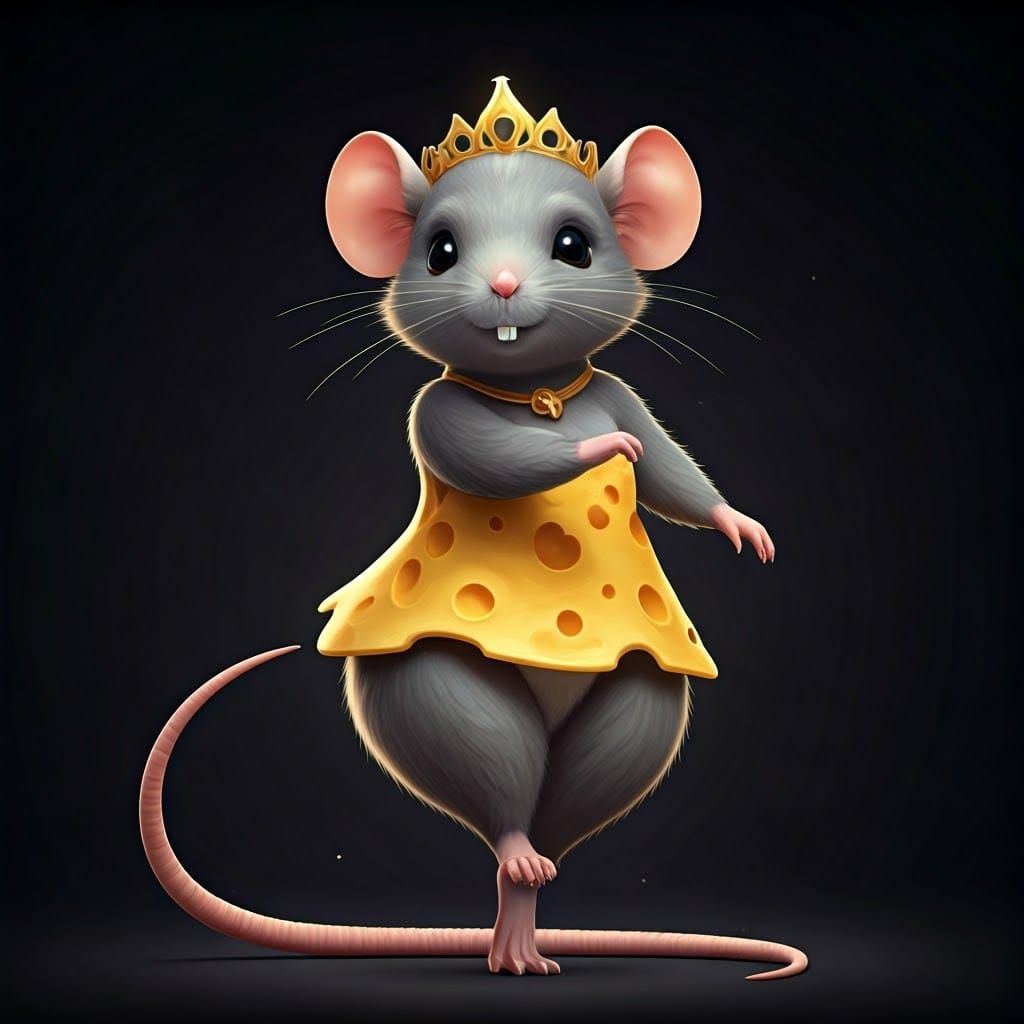 Cute Ratgirl Dancing in Cheese Dress: 3D Anime Art