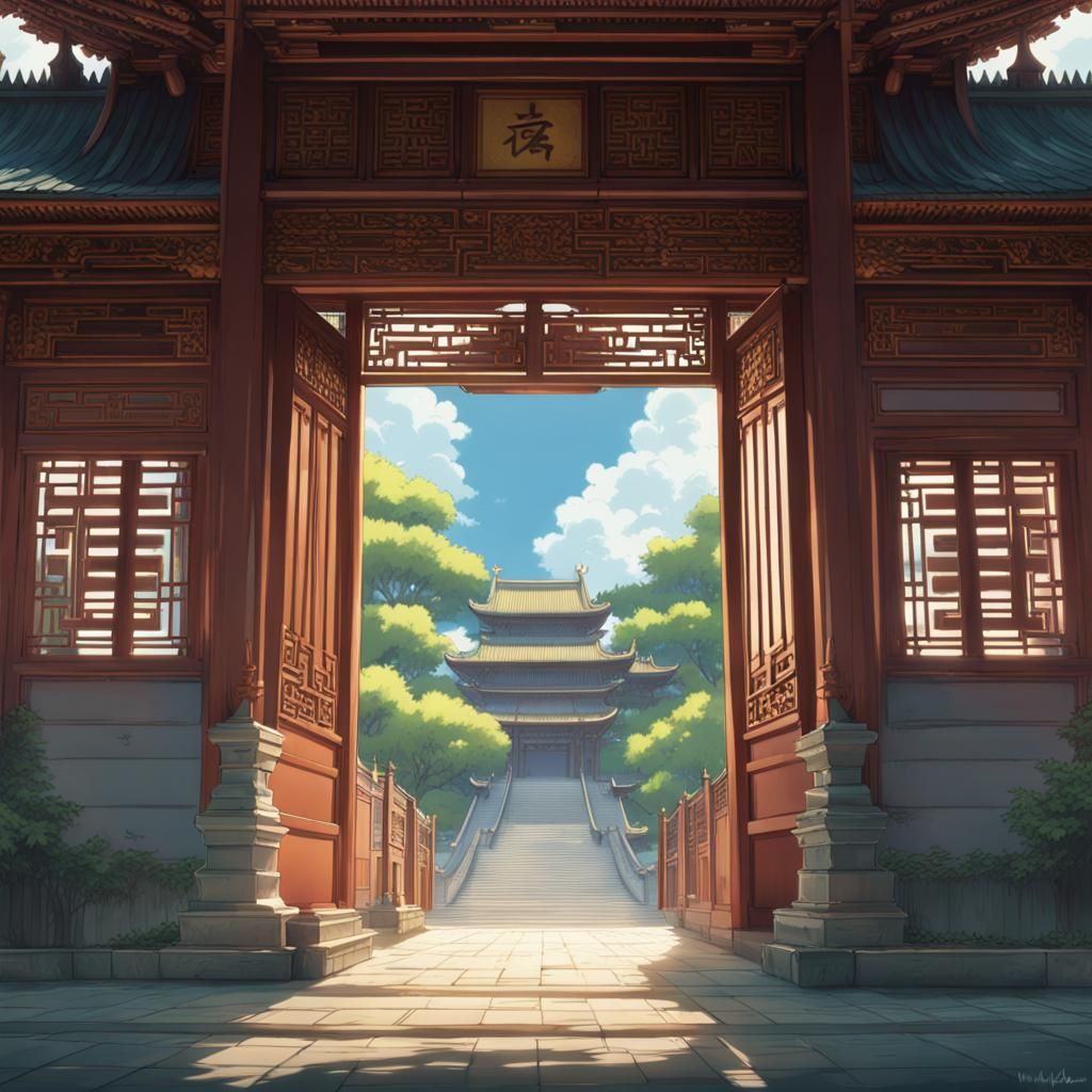 Grand Chinese Palace Gates: Studio Ghibli Anime