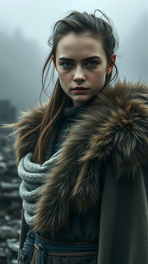 Female Viking Warrior in Nordic Landscape, Photorealistic 8K
