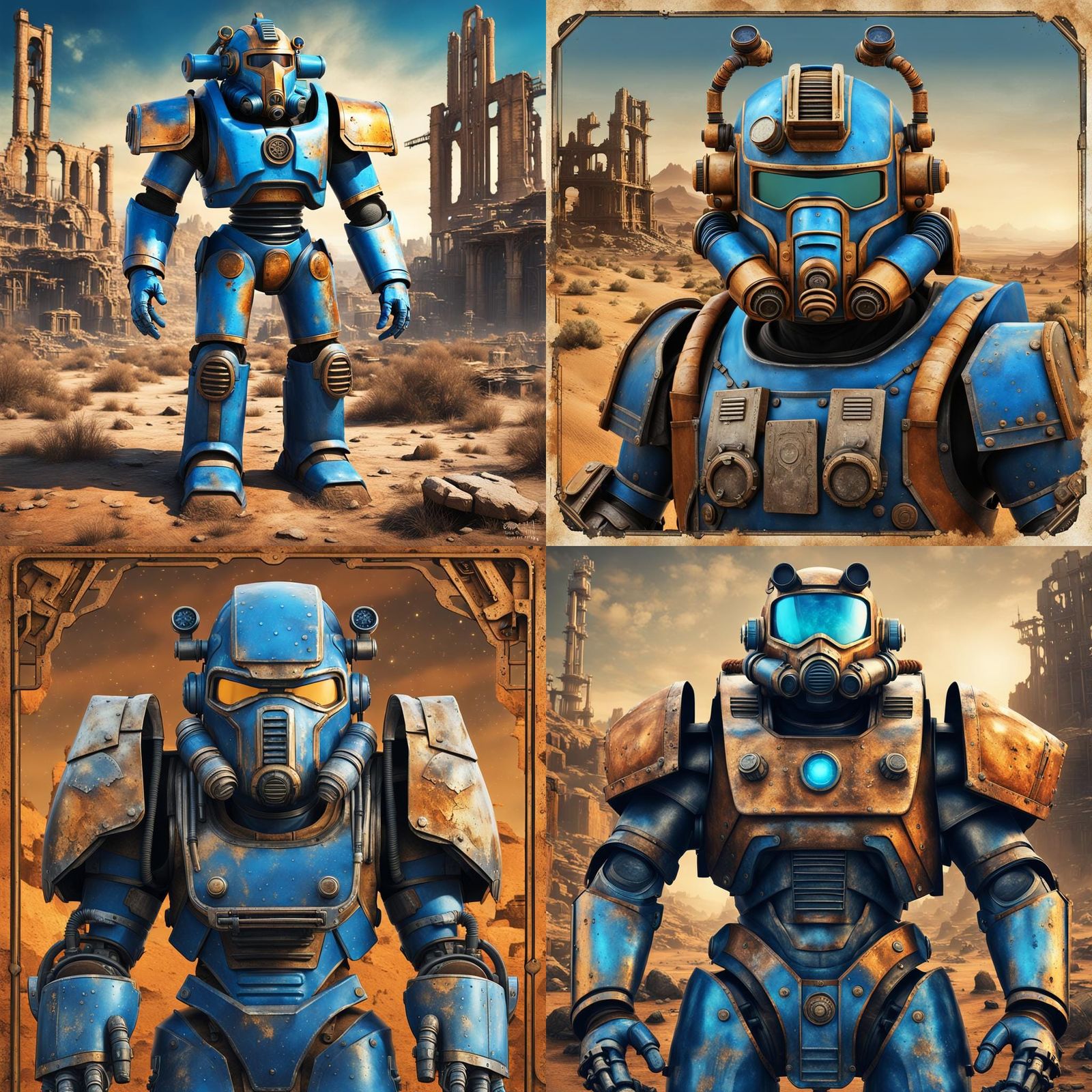 Fallout Power Armor Helmet in Gritty Sci-Fi Style