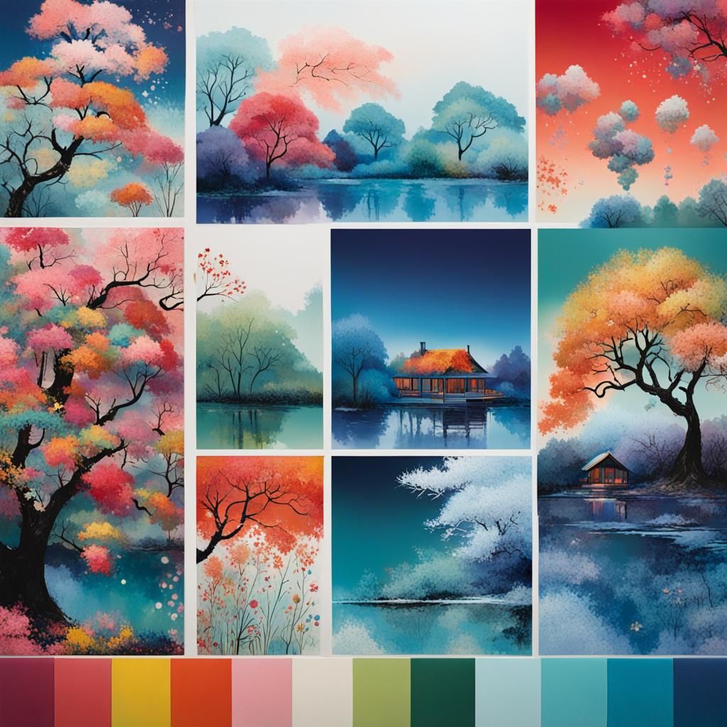 Four Seasons Moodboard in Silkscreen Style