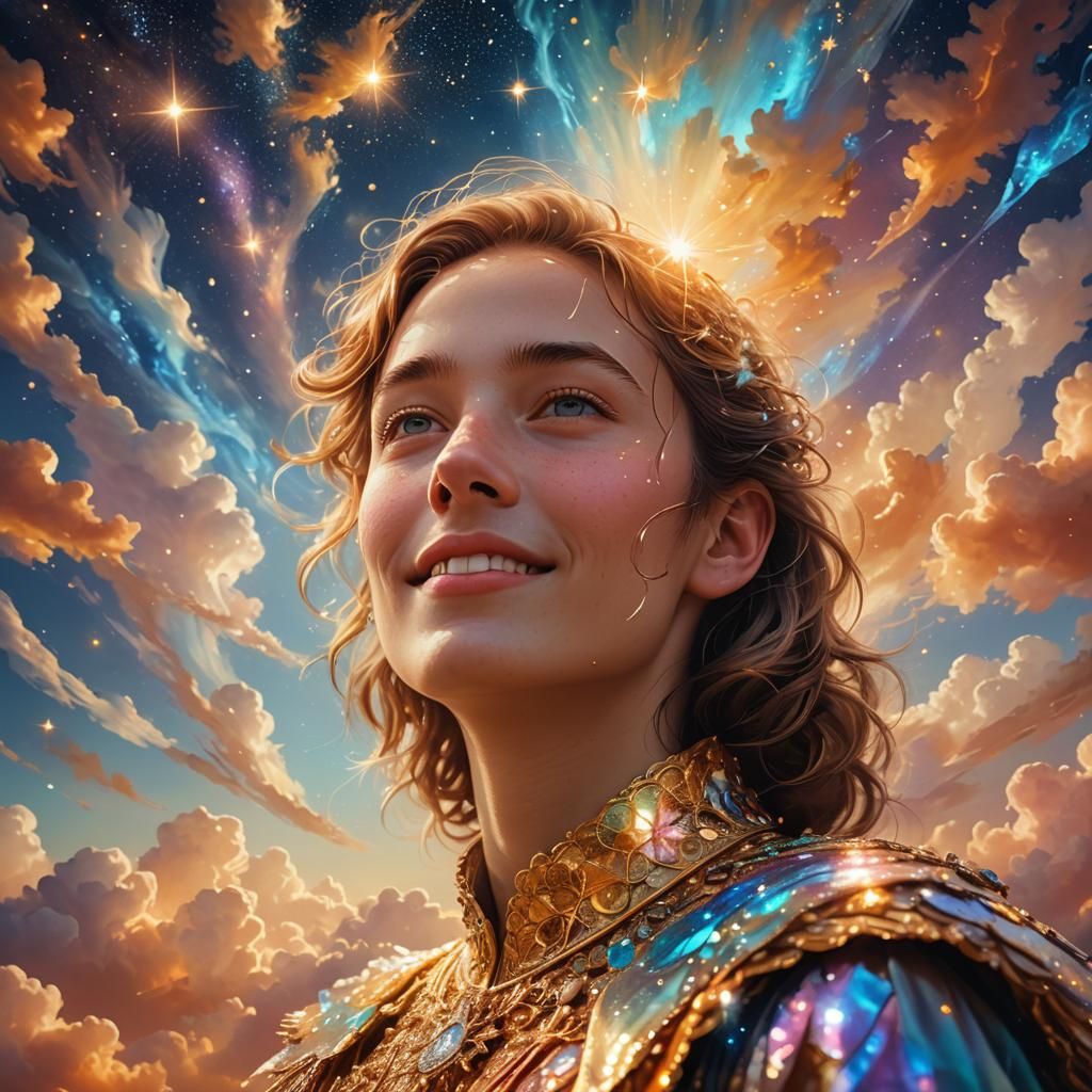 Dreamlike Surreal Portrait in Starry Environment