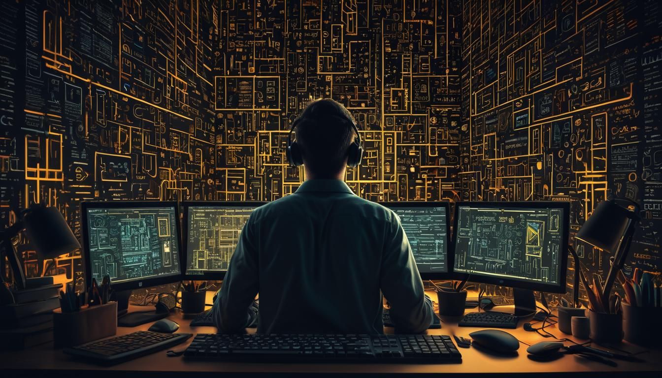 Tech Worker's Digital Art: Cubist Bauhaus Style