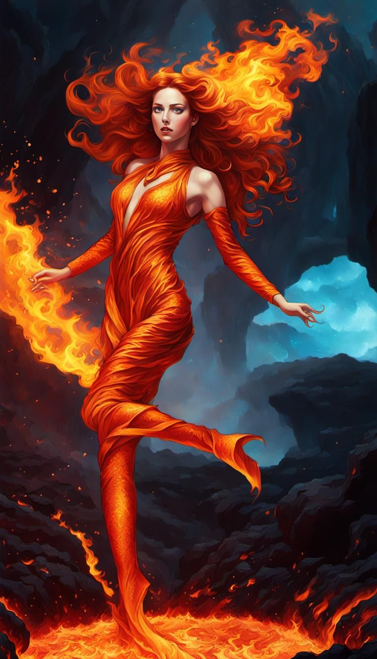 Woman of Fire and Flames