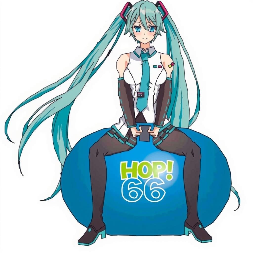 Hatsune Miku Bouncing on Hop 66 Ball