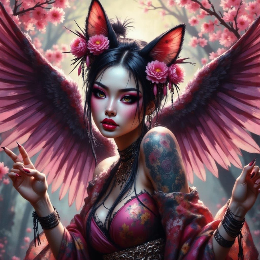 Geisha Punk Feline Angel Fusion