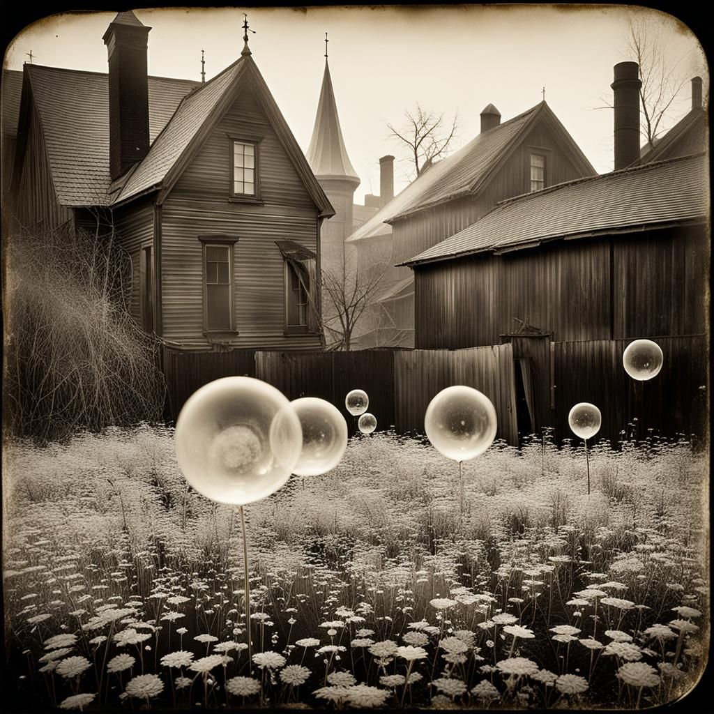 Frozen Soap Bubbles in Sepia Tone Photography
