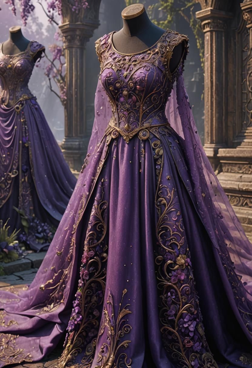 Fantastical Dress in Deep Color, Matte Painting