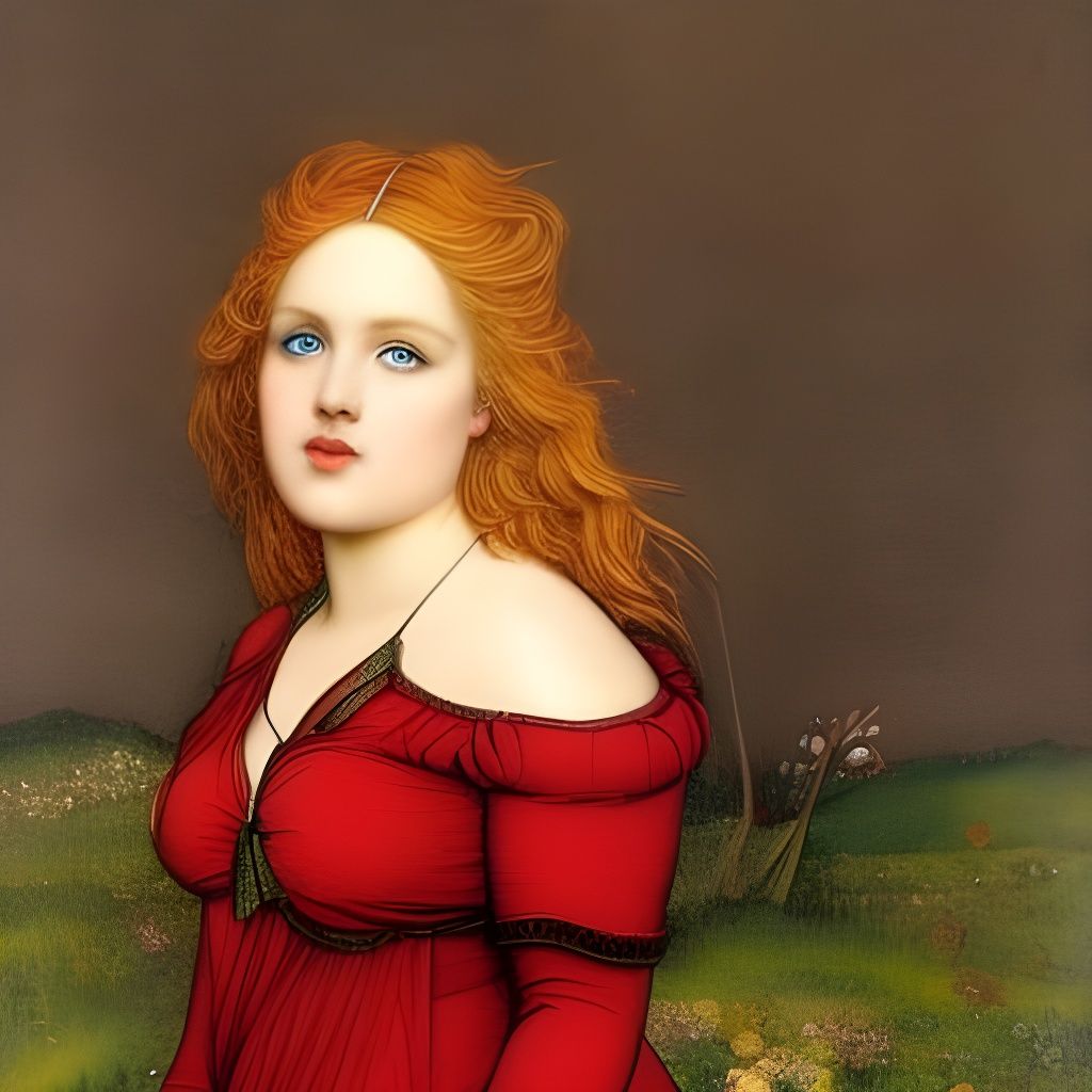 Pre-Raphaelite Plus Size Blonde Woman in Deep Color