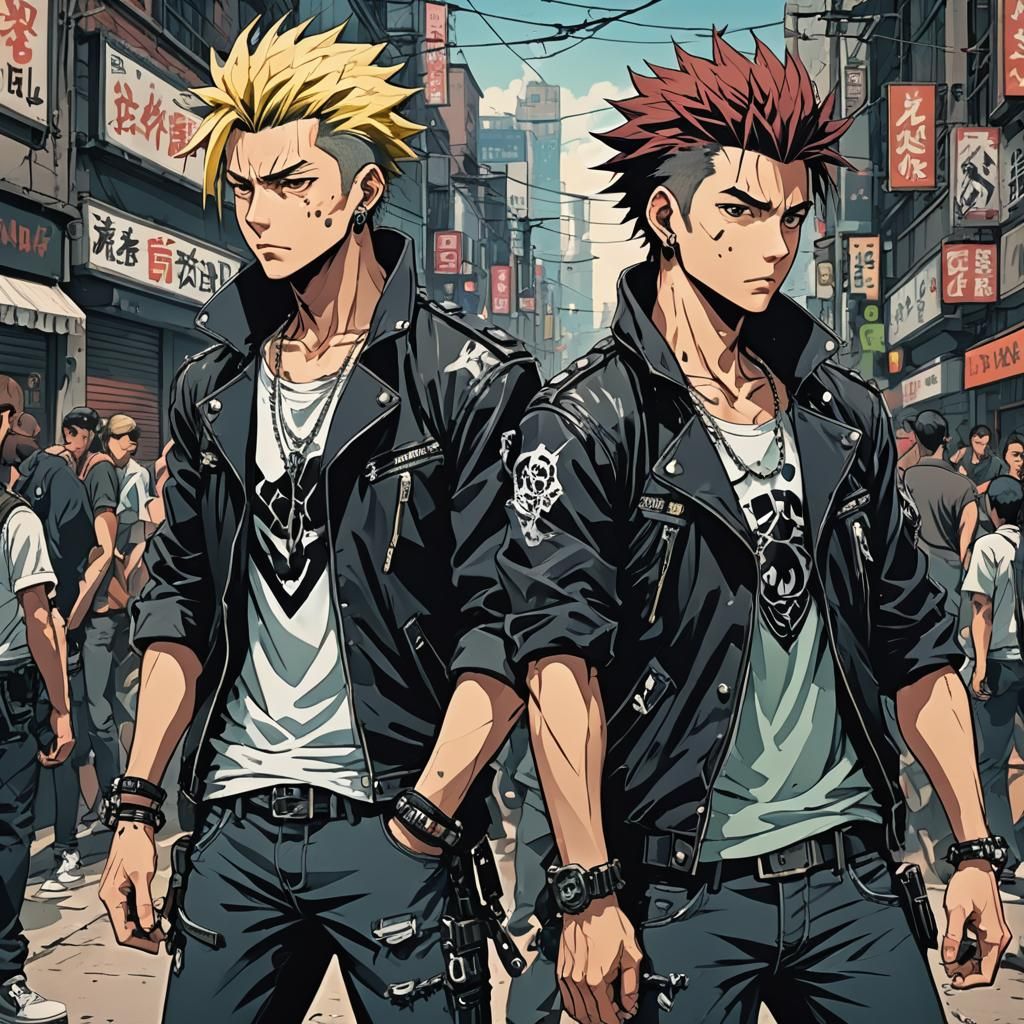 Anime Street Punks in Cel-Shaded Style