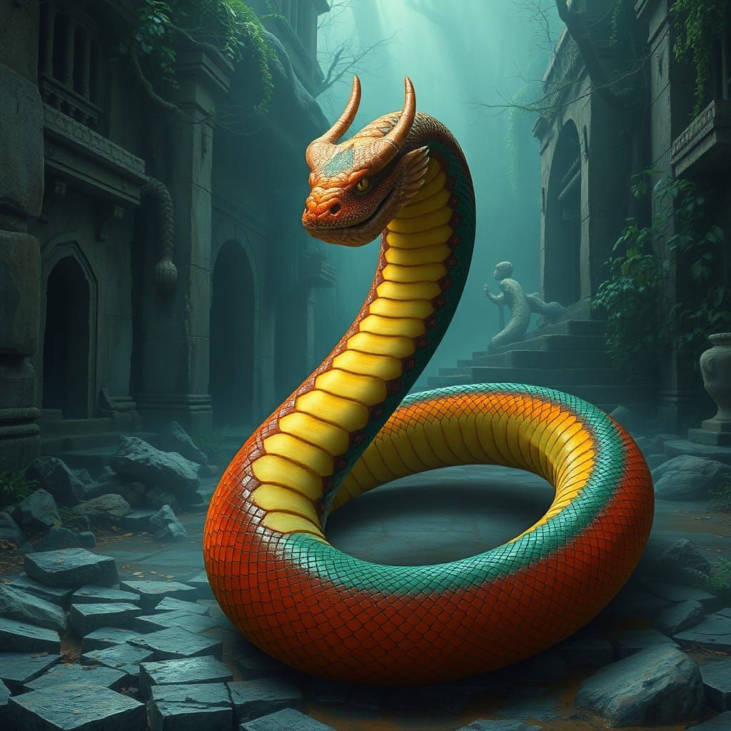 Mystical Krait in Sweeping Pose, Concept Art Style