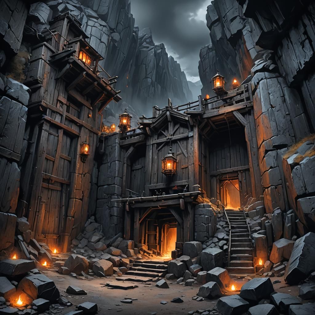 Dark Fantasy Mine Entrance Concept Art