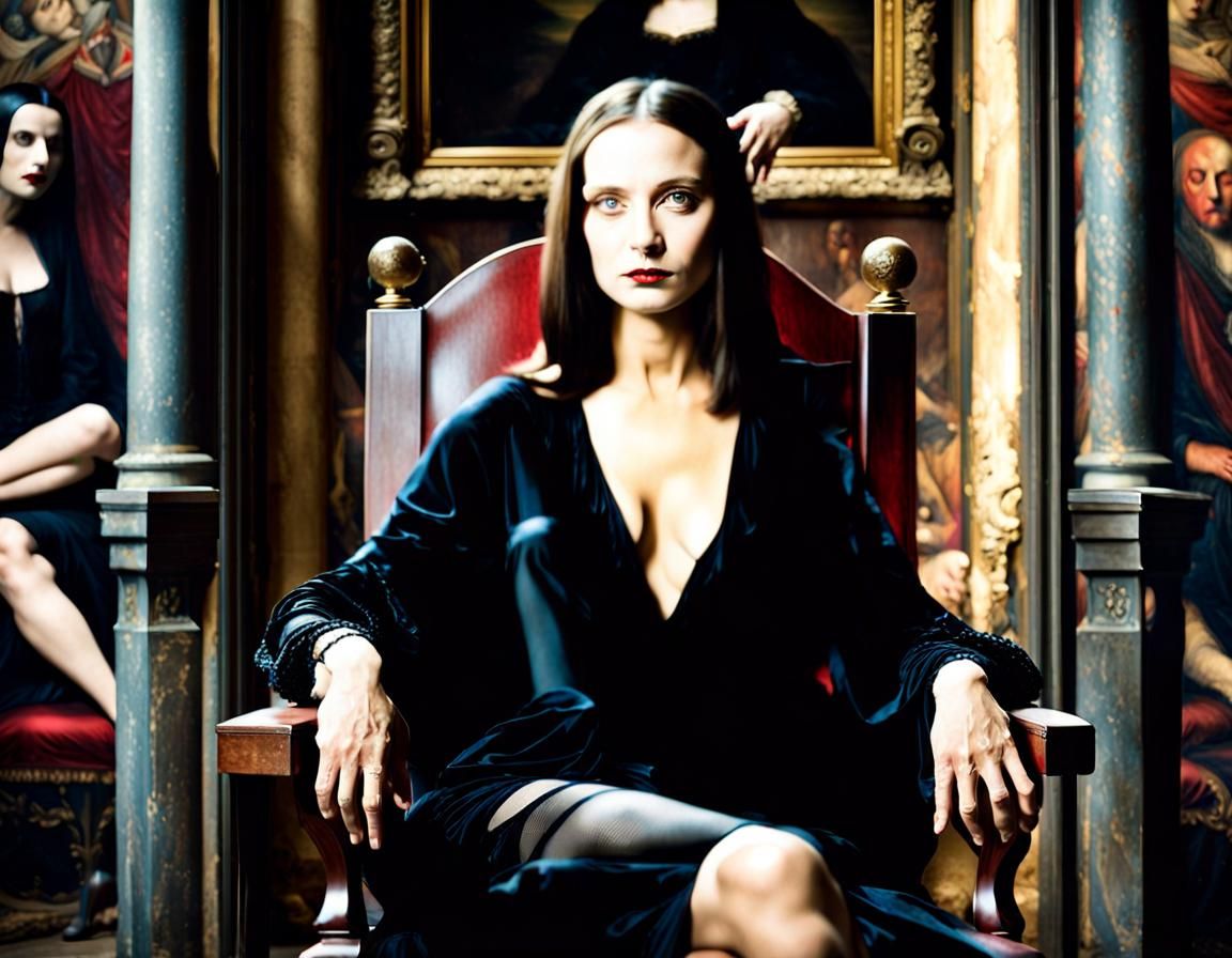 Mona Lisa Vampire in Gothic Crypt Ballroom