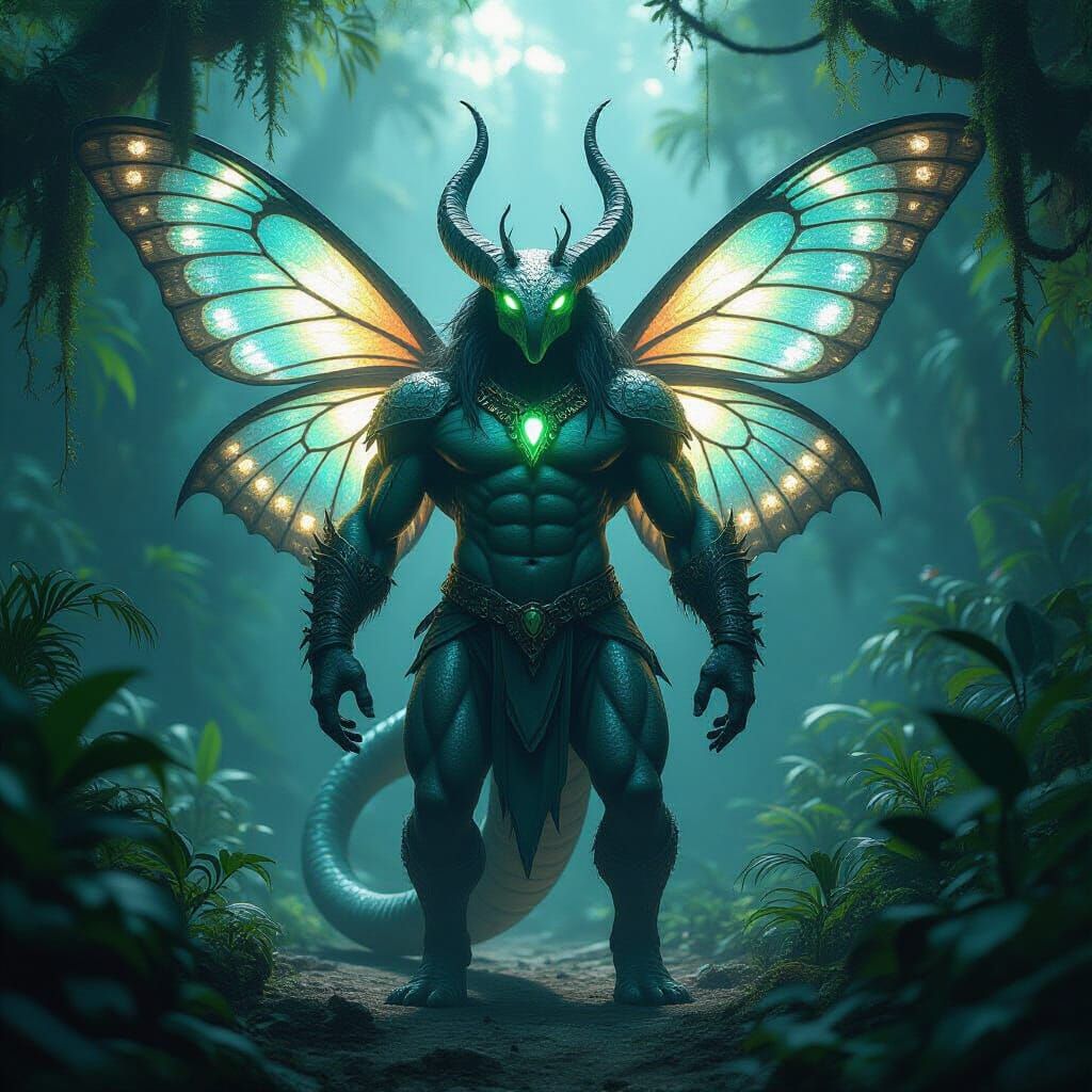 Monstrous Glow Snake Crystal Moth Hybrid in Jungle