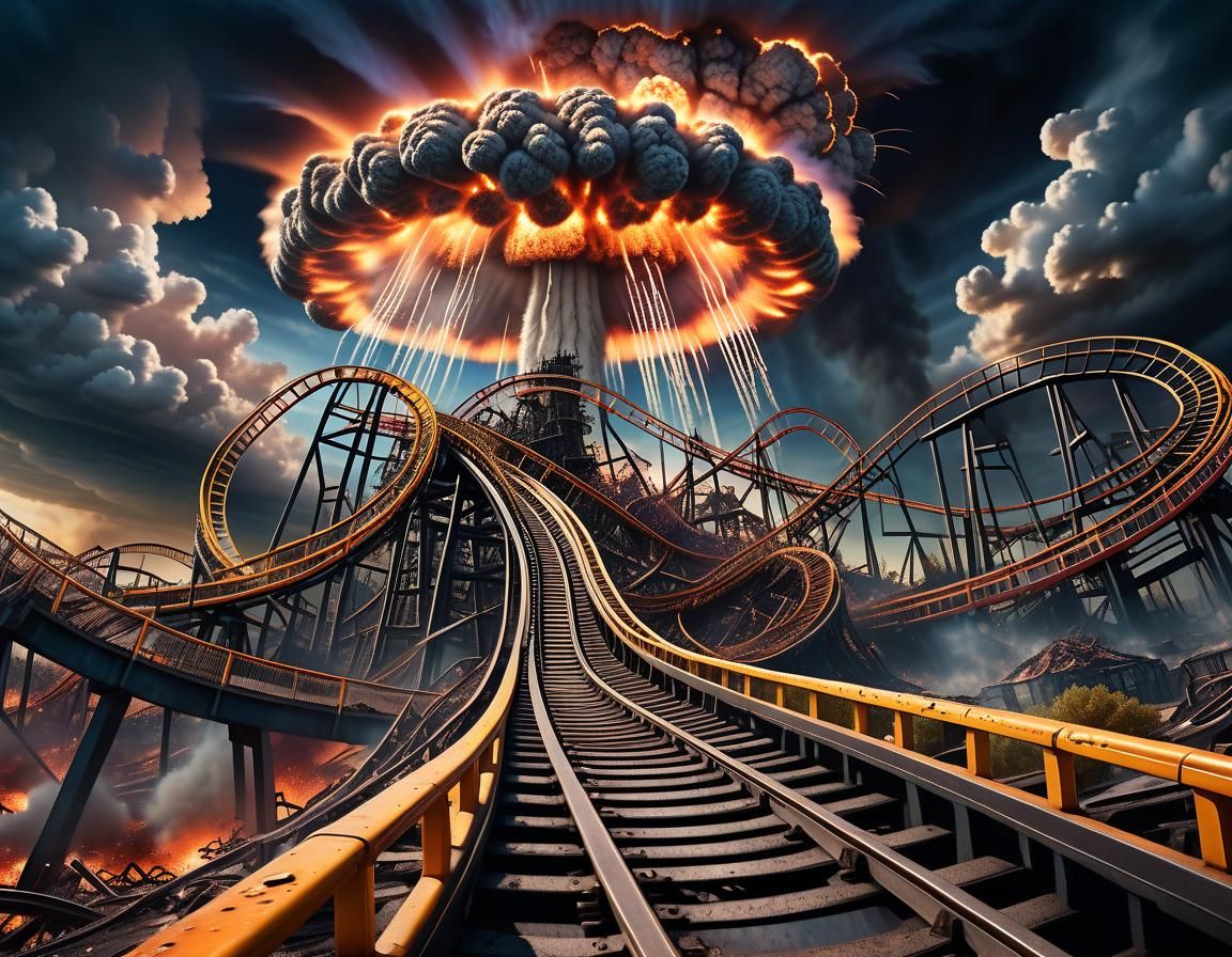 Apocalyptic Roller Coaster Ride at Golden Hour