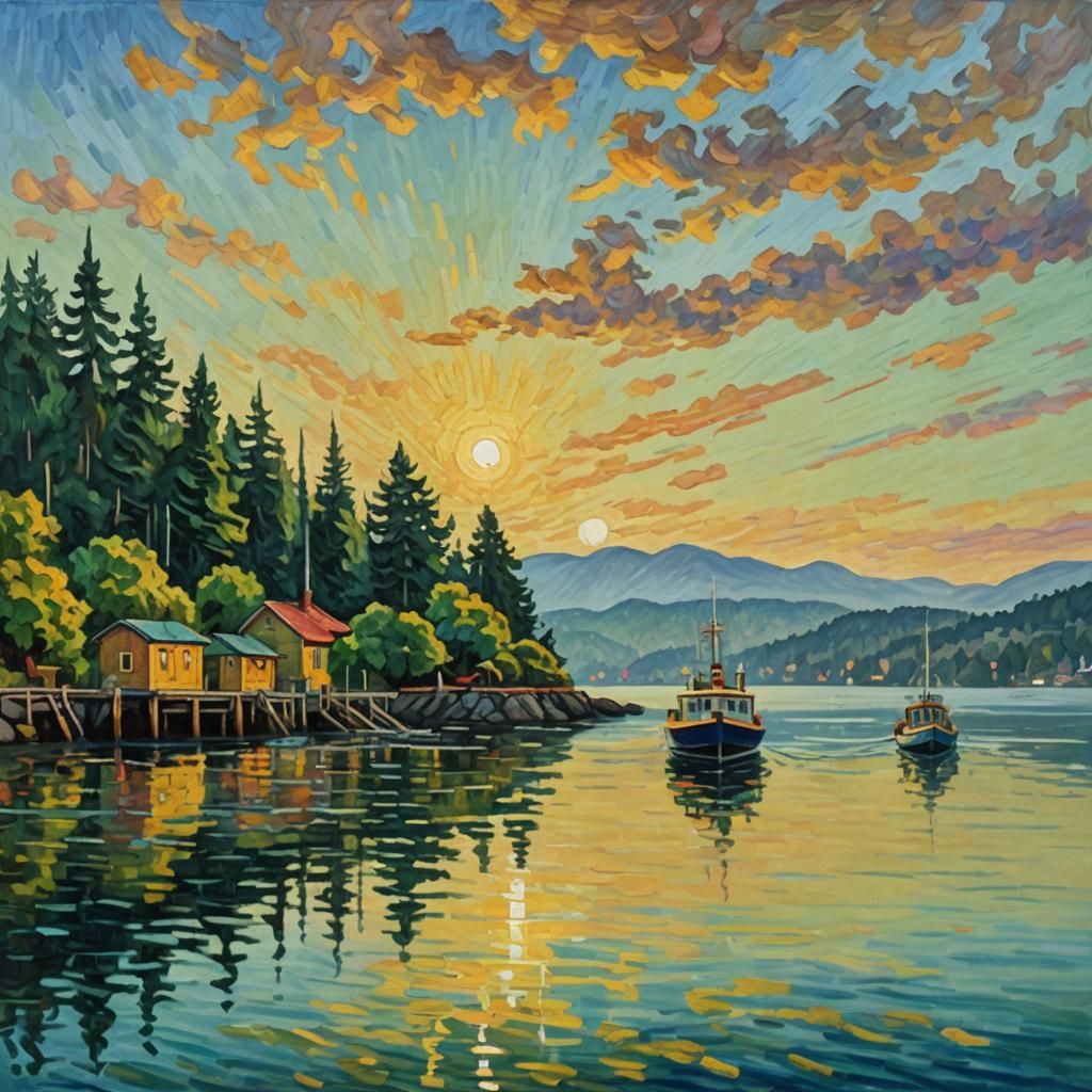 Saltspring Island Ferry in Expressionist Oil Painting