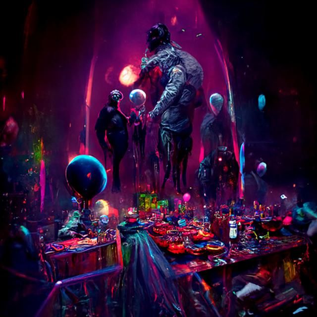 Creepy Birthday Party: Hyperrealistic Digital Matte Painting